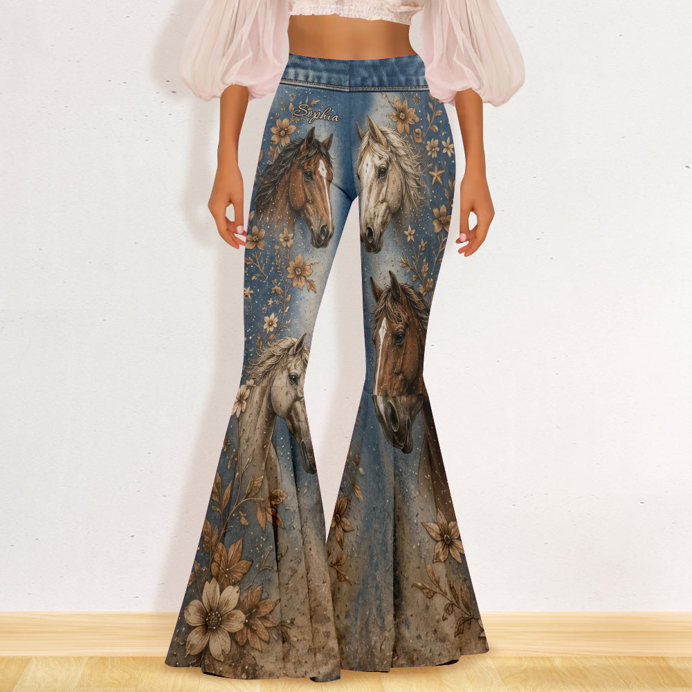 Love Horse - Personalized Horse Flare Leggings