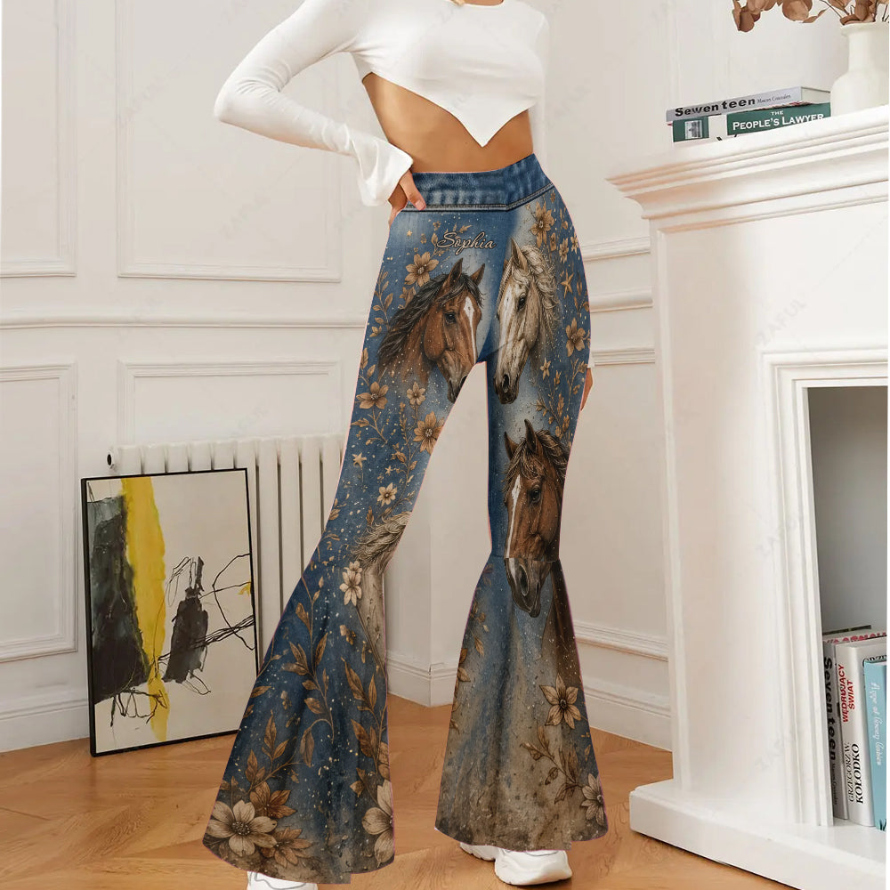Love Horse - Personalized Horse Flare Leggings