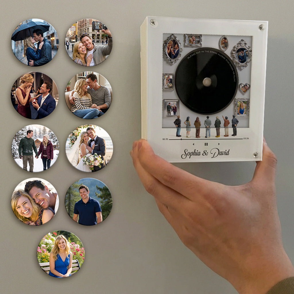 Museum Of Us With Music Song - Personalized Couple Rotating Music Magnet With Light