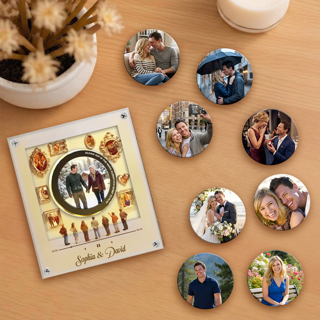 Museum Of Us With Music Song - Personalized Couple Rotating Music Magnet With Light