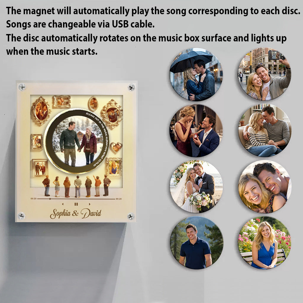 Museum Of Us With Music Song - Personalized Couple Rotating Music Magnet With Light