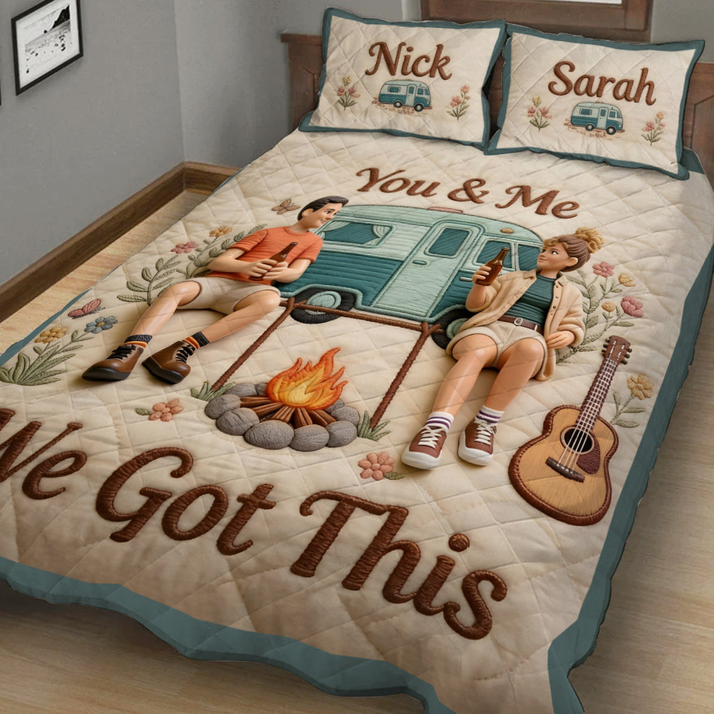 You & Me We Got This - Personalized Camping Quilt Set