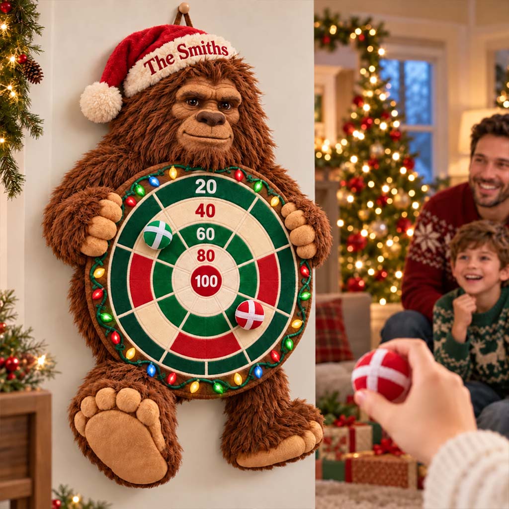Bigfoot’s Merry Game Night - Personalized Hiking Sticky Ball Dart Board Set