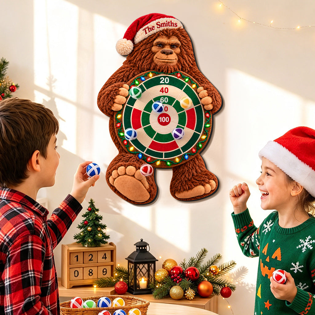 Bigfoot’s Merry Game Night - Personalized Hiking Sticky Ball Dart Board Set