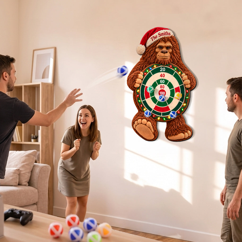 Bigfoot’s Merry Game Night - Personalized Hiking Sticky Ball Dart Board Set