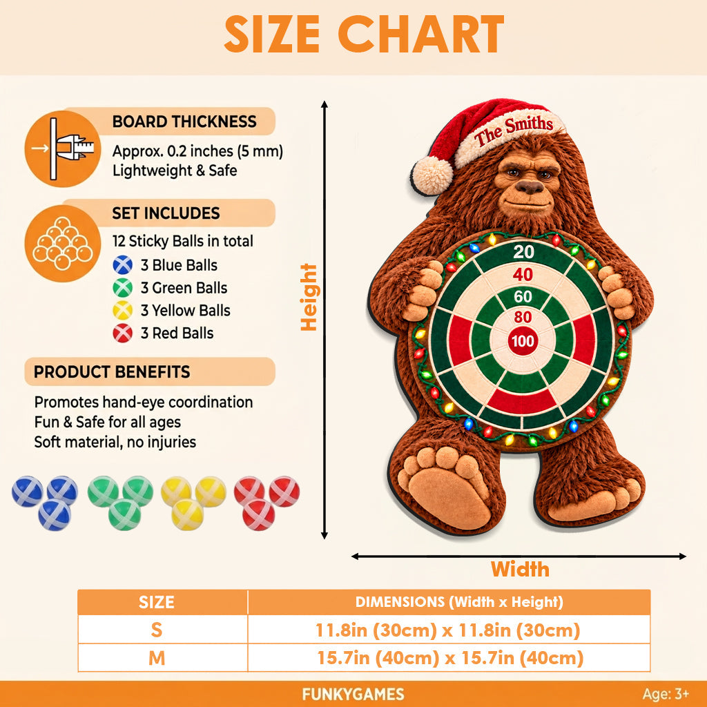 Bigfoot’s Merry Game Night - Personalized Hiking Sticky Ball Dart Board Set