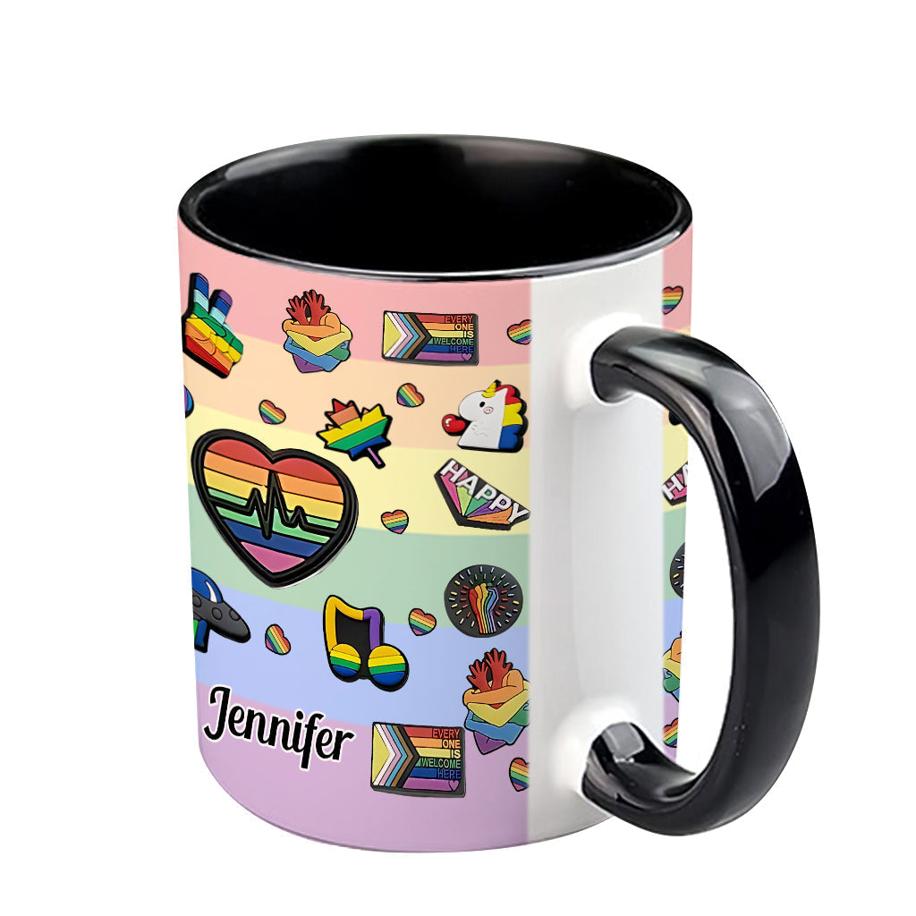 Pride Rainbow - Personalized LGBT Support Accent Mug