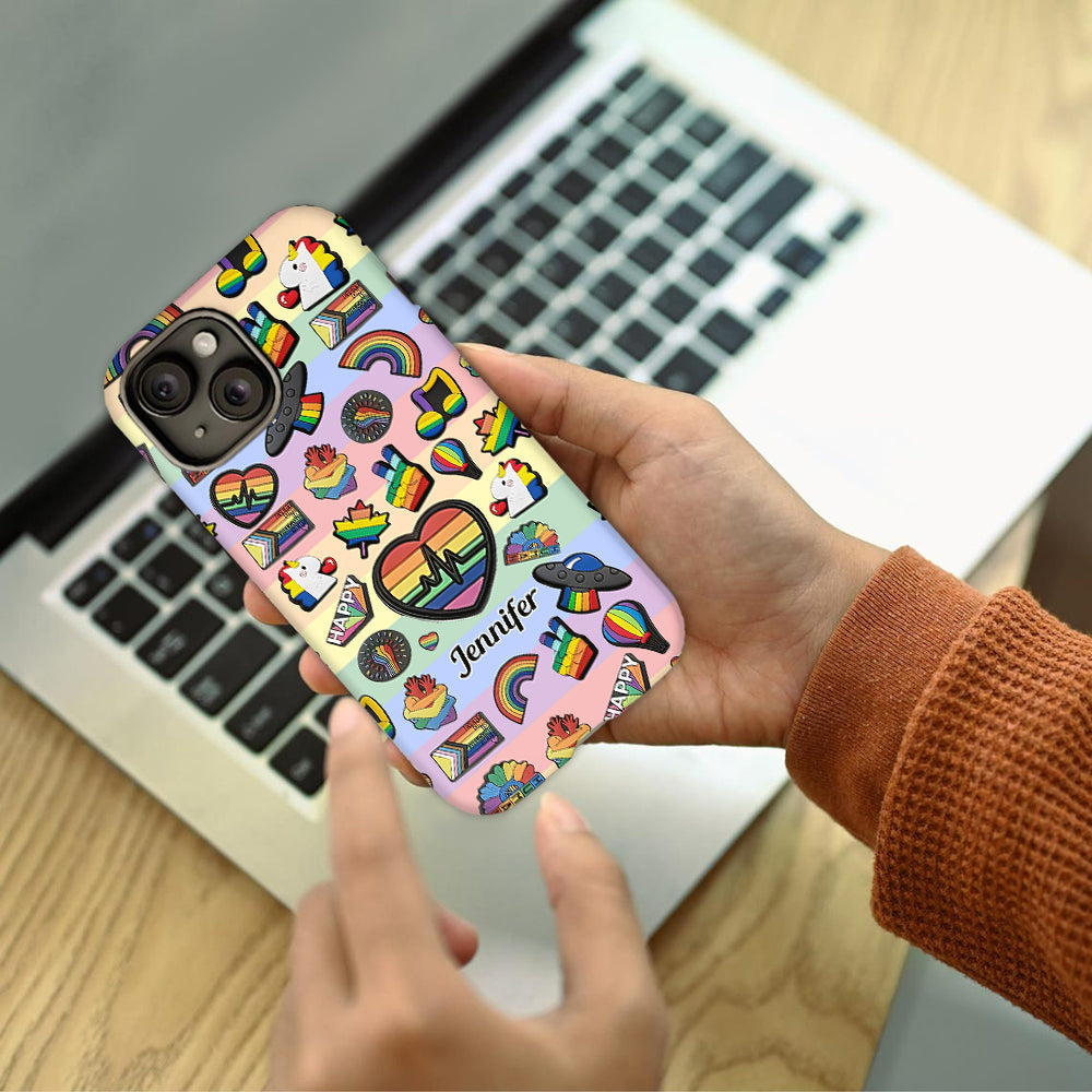 Pride Rainbow - Personalized LGBT Support Full Print Phone Case & Phone Grip