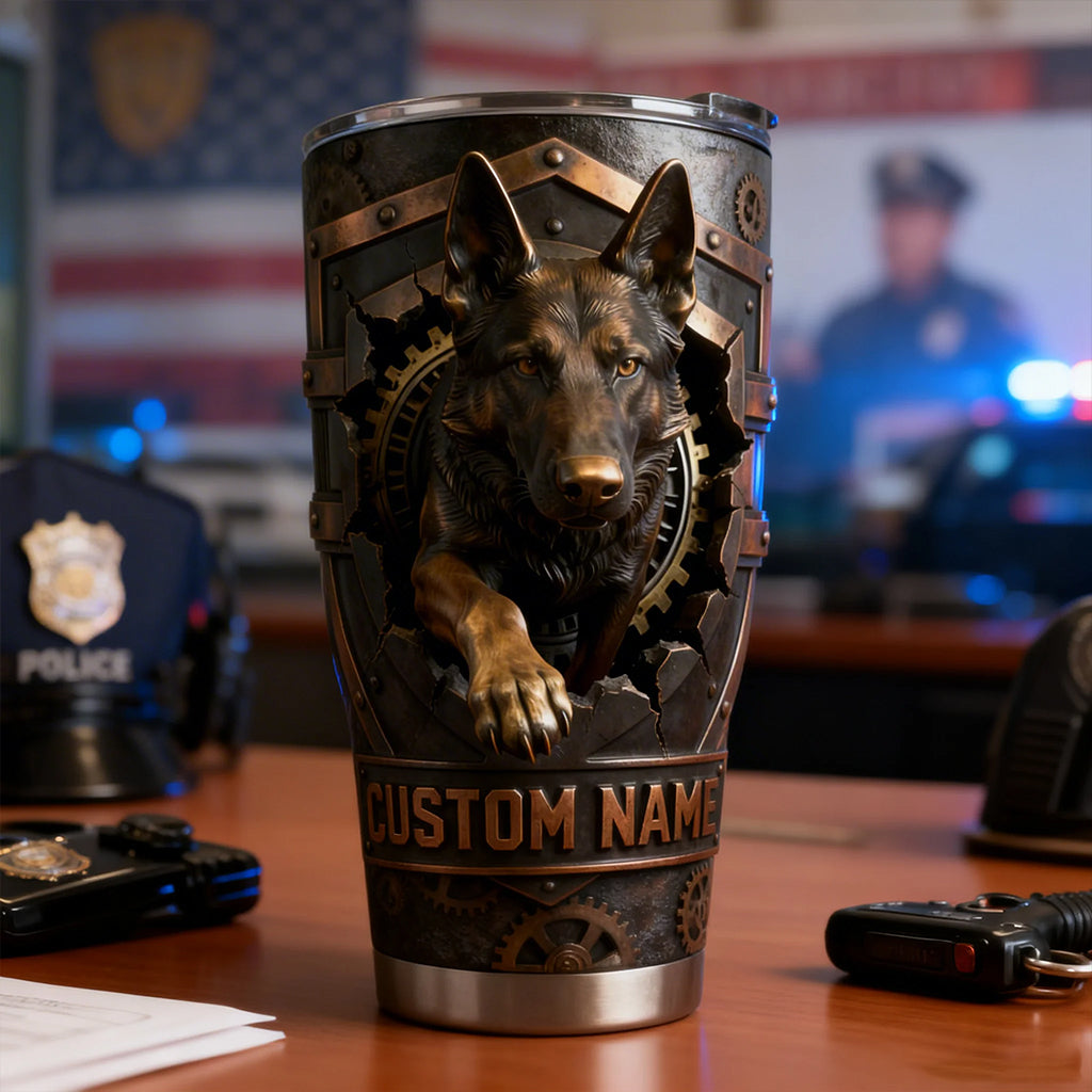 Shield And German Shepherd - Personalized Police Officer Tumbler