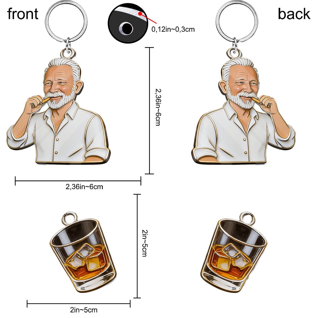 Whiskey And Cigar - Personalized Whisky Premium Keychain With Charms