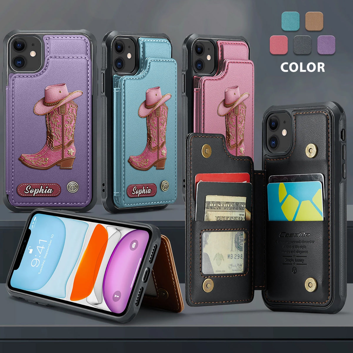 Western Spirit - Personalized Cowgirl Wallet Phone Case