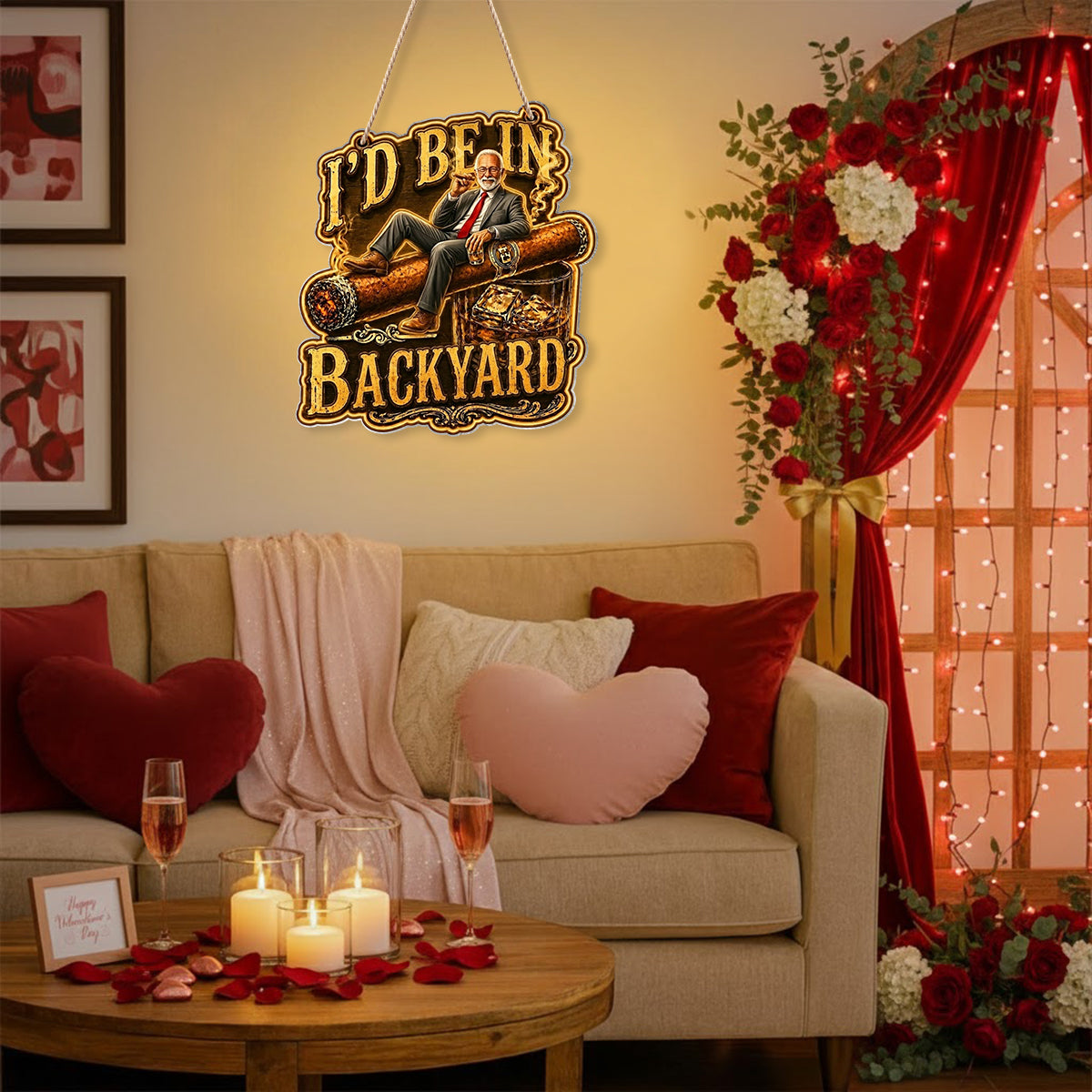 Whiskey & Cigar Lovers, Gift for Man - Personalized Whisky LED Light Acrylic Sign
