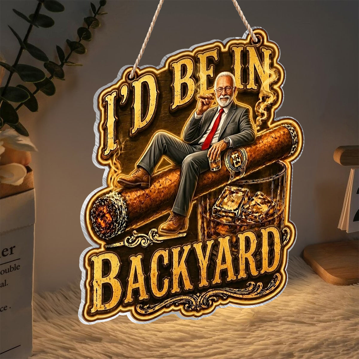 Whiskey & Cigar Lovers, Gift for Man - Personalized Whisky LED Light Acrylic Sign
