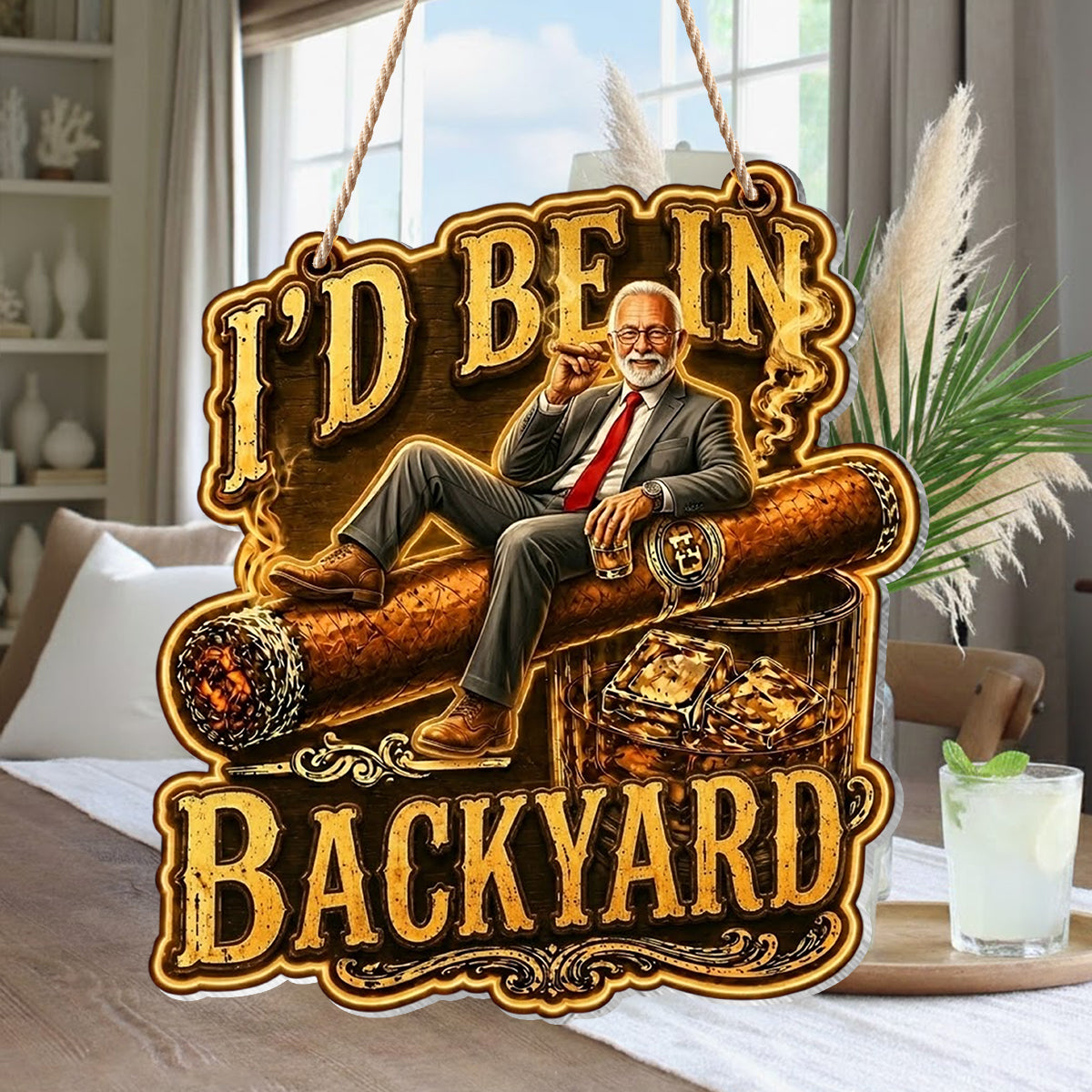 Whiskey & Cigar Lovers, Gift for Man - Personalized Whisky LED Light Acrylic Sign