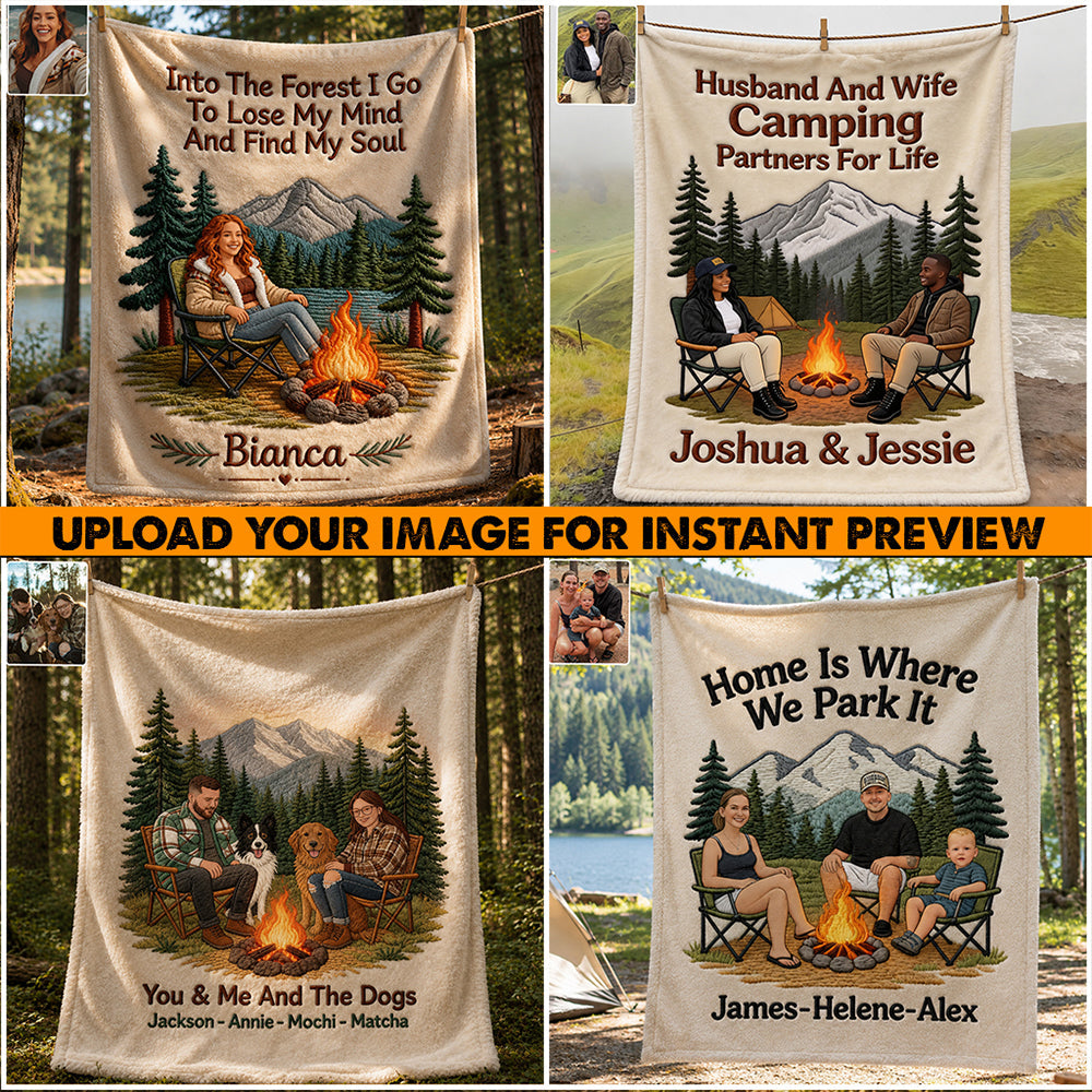 Our Happy Place - Personalized Camping Blanket