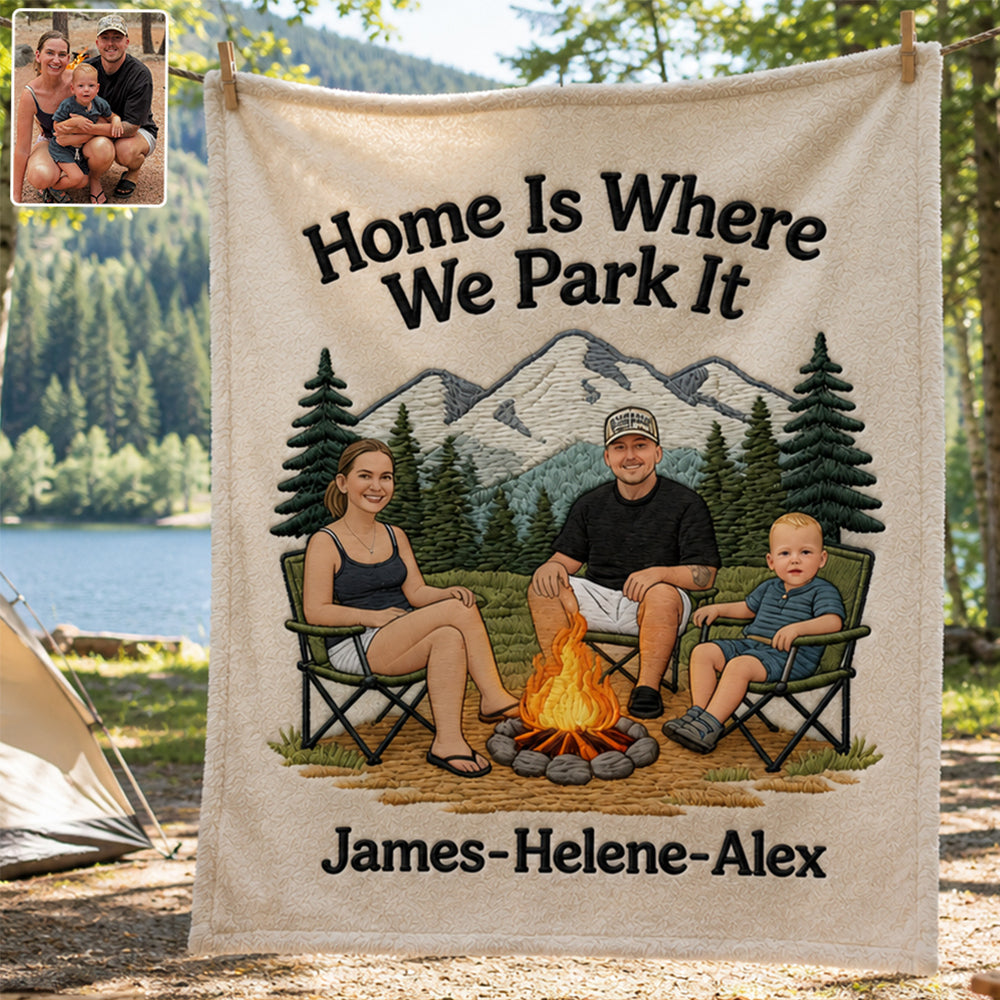 Our Happy Place - Personalized Camping Blanket