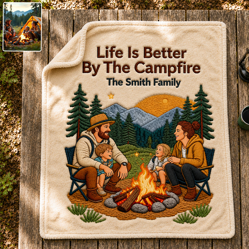 Our Happy Place - Personalized Camping Blanket