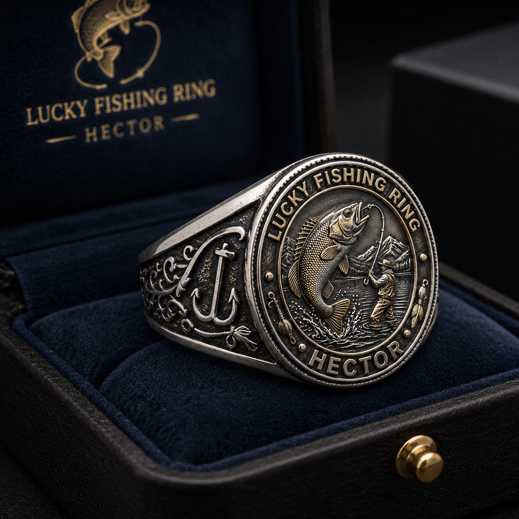 Lucky Fishing Ring - Personalized Fishing Signet Ring