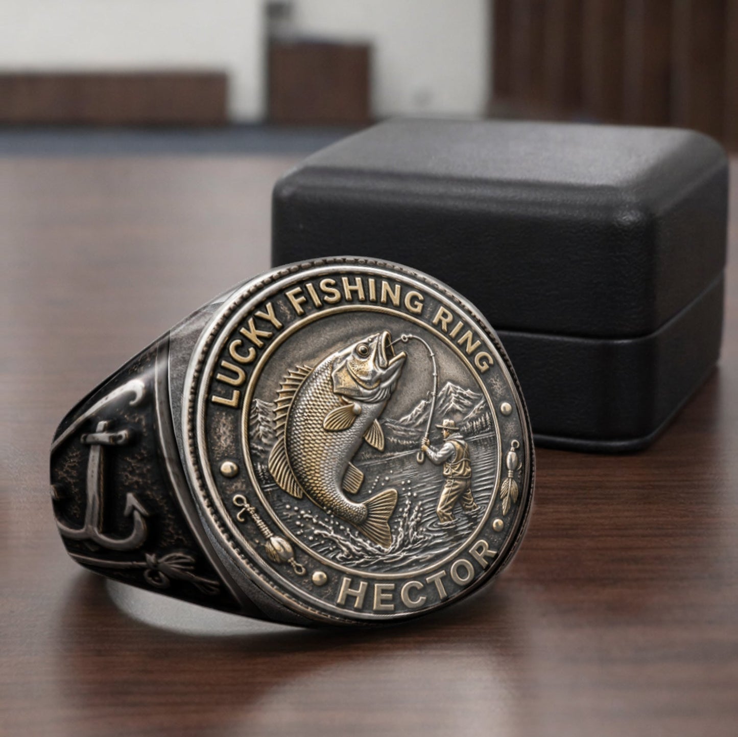 Lucky Fishing Ring - Personalized Fishing Signet Ring