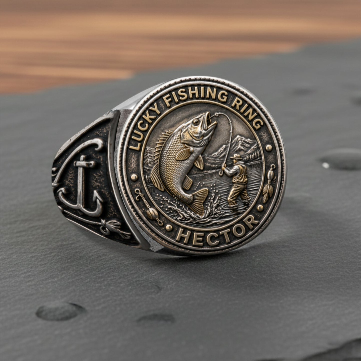 Lucky Fishing Ring - Personalized Fishing Signet Ring