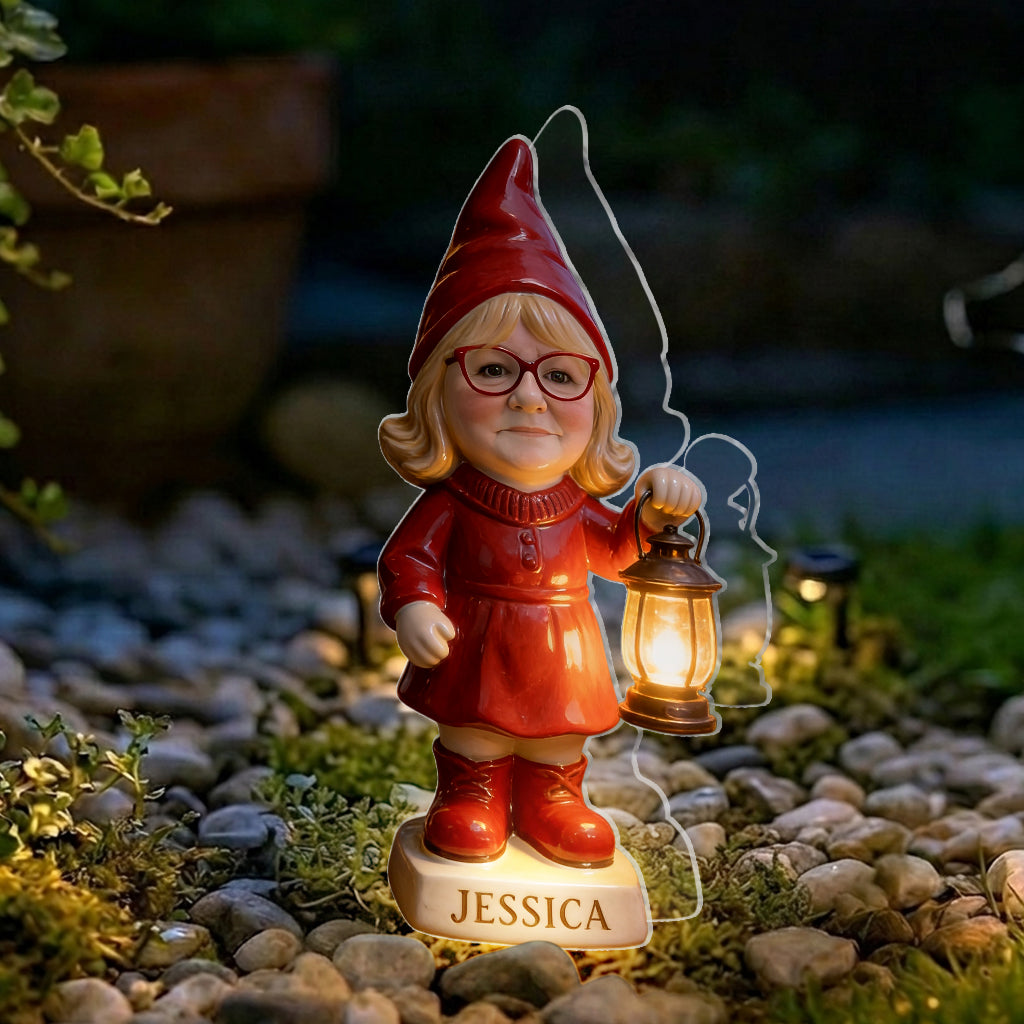 Lovely Garden Gnome - Personalized Gardening Solar Acrylic Light