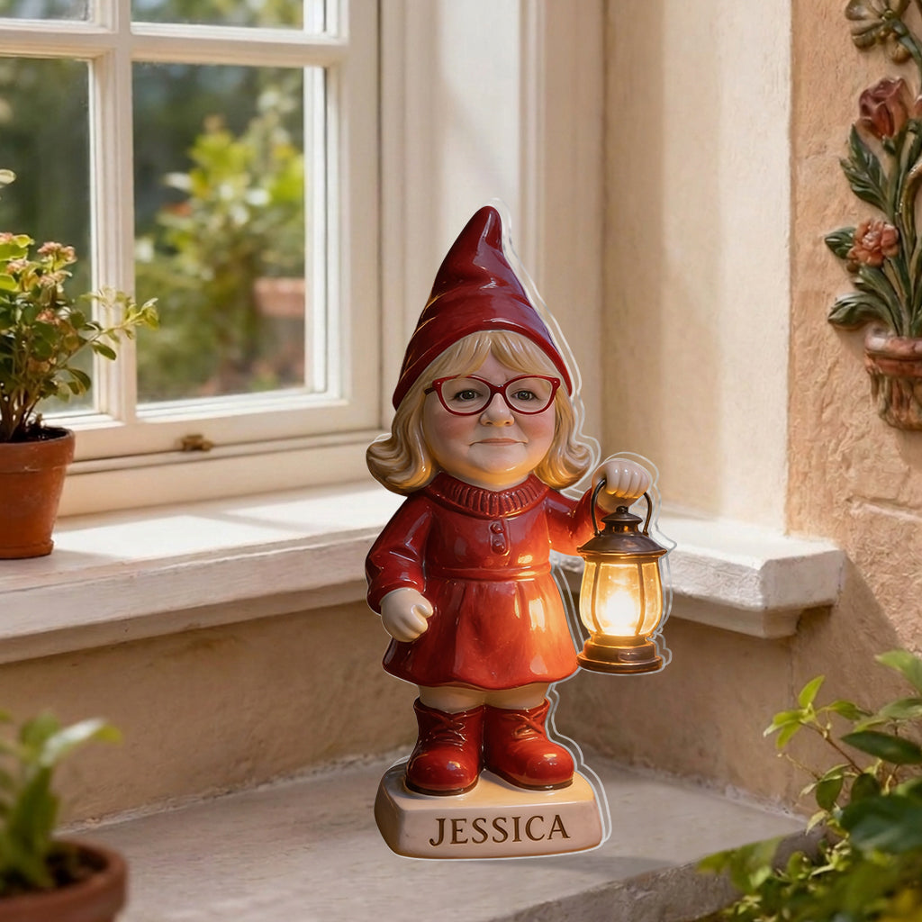 Lovely Garden Gnome - Personalized Gardening Solar Acrylic Light