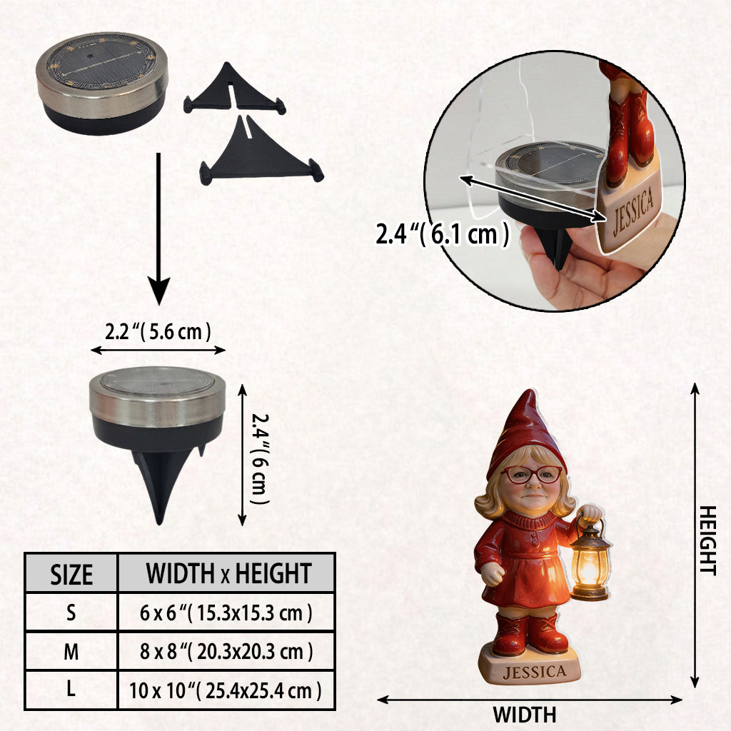 Lovely Garden Gnome - Personalized Gardening Solar Acrylic Light