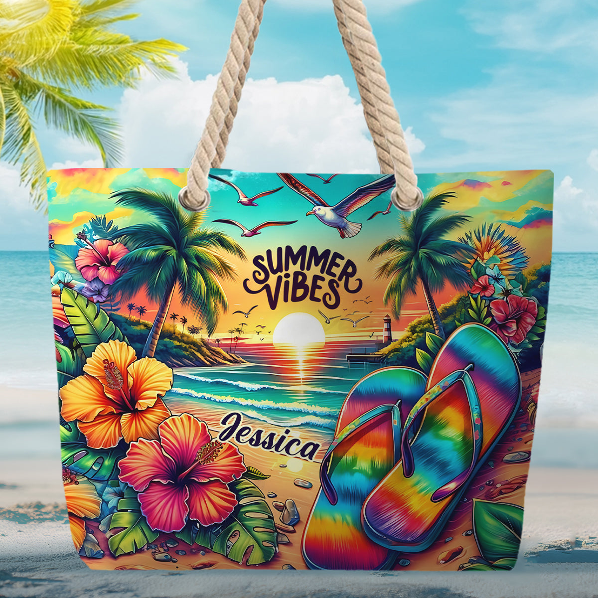 Summer Vibe - Personalized Sea Lover Beach Bag