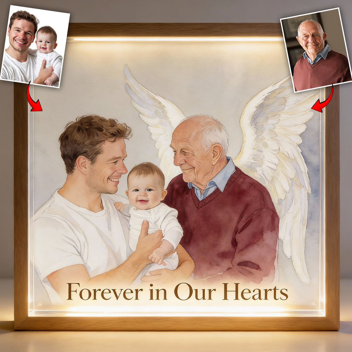 Test Memorial Wooden Frame LED Light