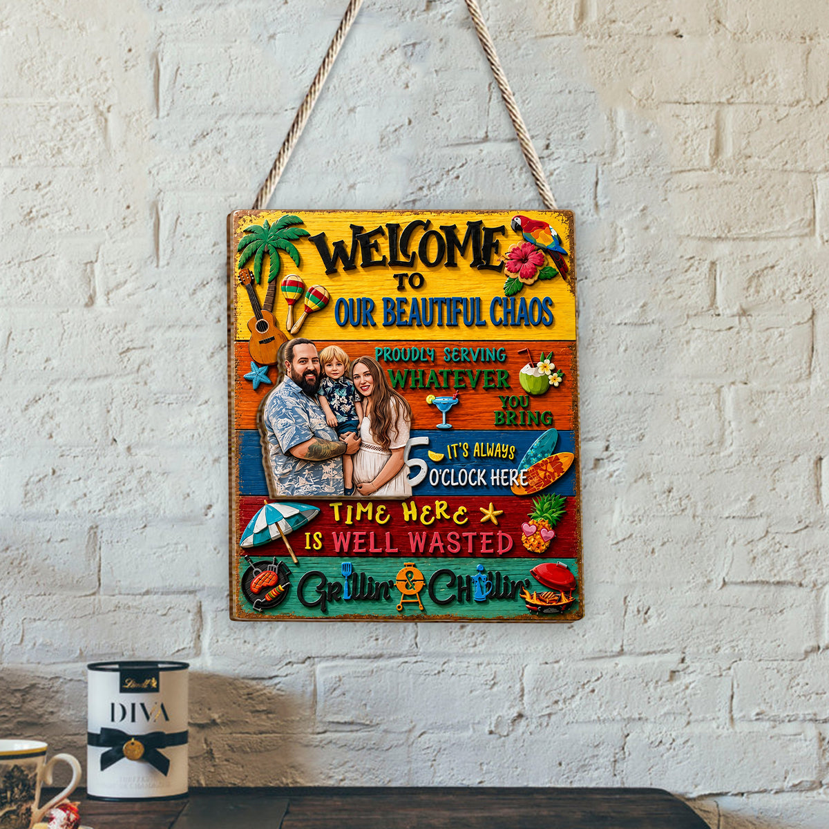 Welcome to Our Patio Outdoor - Personalized Backyard 2 Layered Wood Sign / Wood Plaque