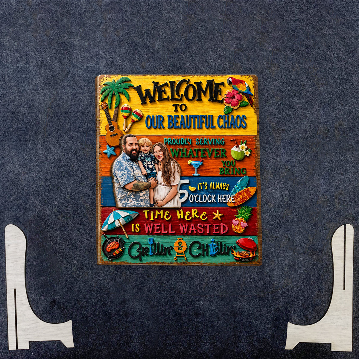 Welcome to Our Patio Outdoor - Personalized Backyard 2 Layered Wood Sign / Wood Plaque