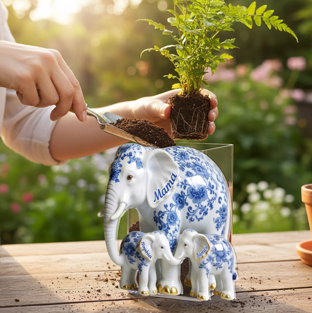 Mama Elephant - Personalized Mother Acrylic Pot