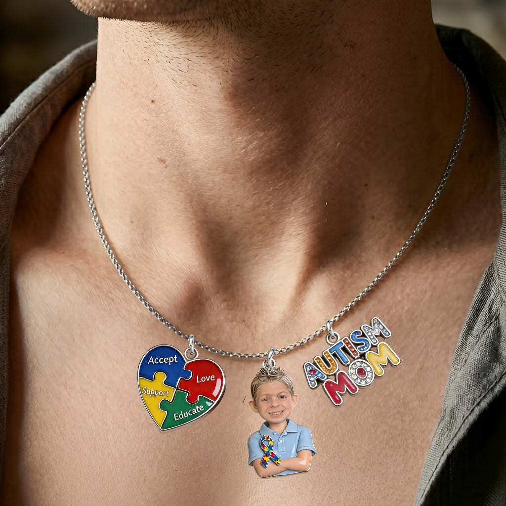 Proud Autism Mom - Personalized Autism Awareness Metal Necklaces With Pendants