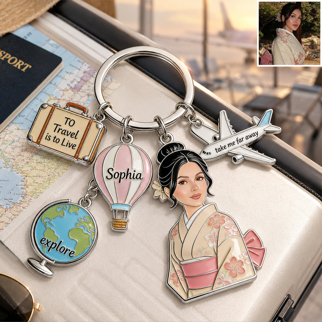 To Travel Is To Live - Personalized Travelling Premium Keychain With Charms