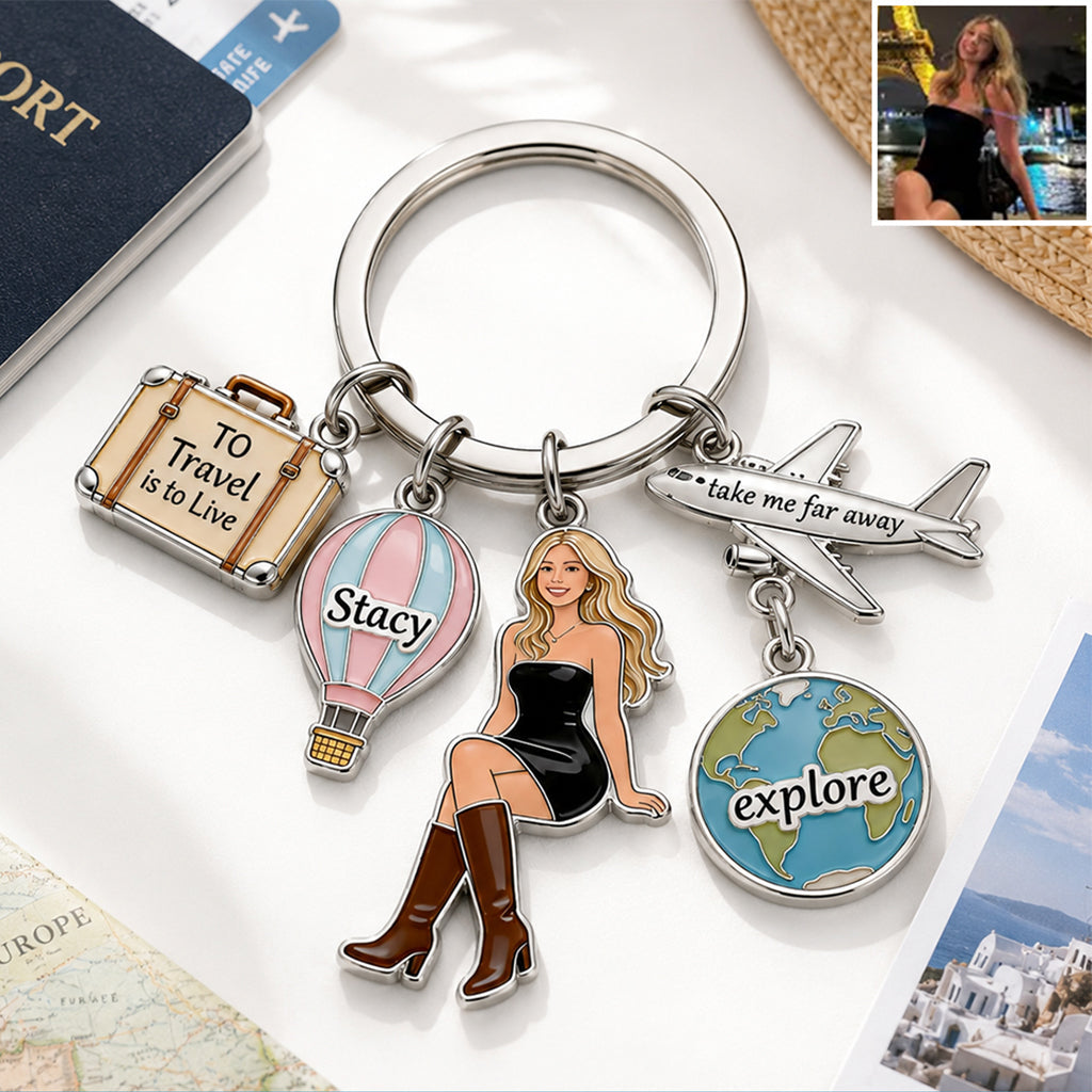 To Travel Is To Live - Personalized Travelling Premium Keychain With Charms