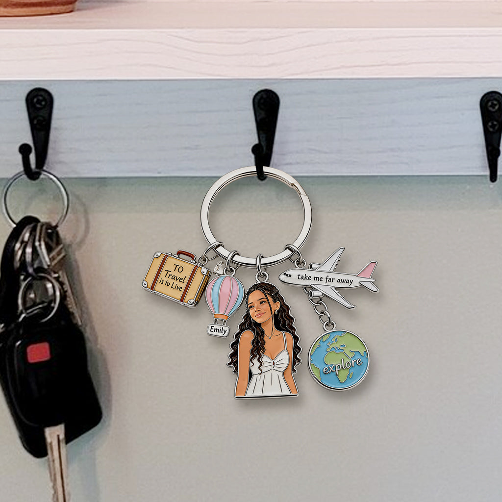To Travel Is To Live - Personalized Travelling Premium Keychain With Charms