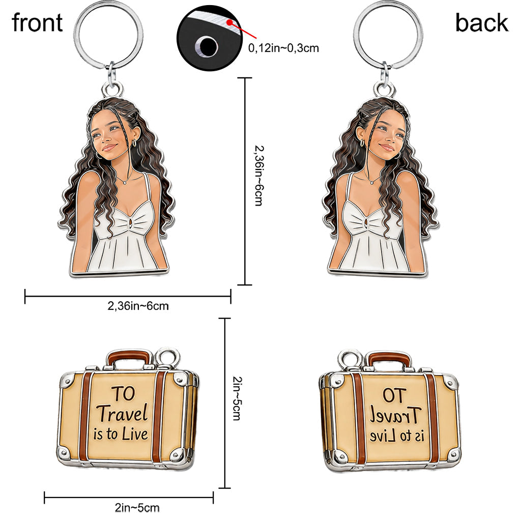 To Travel Is To Live - Personalized Travelling Premium Keychain With Charms