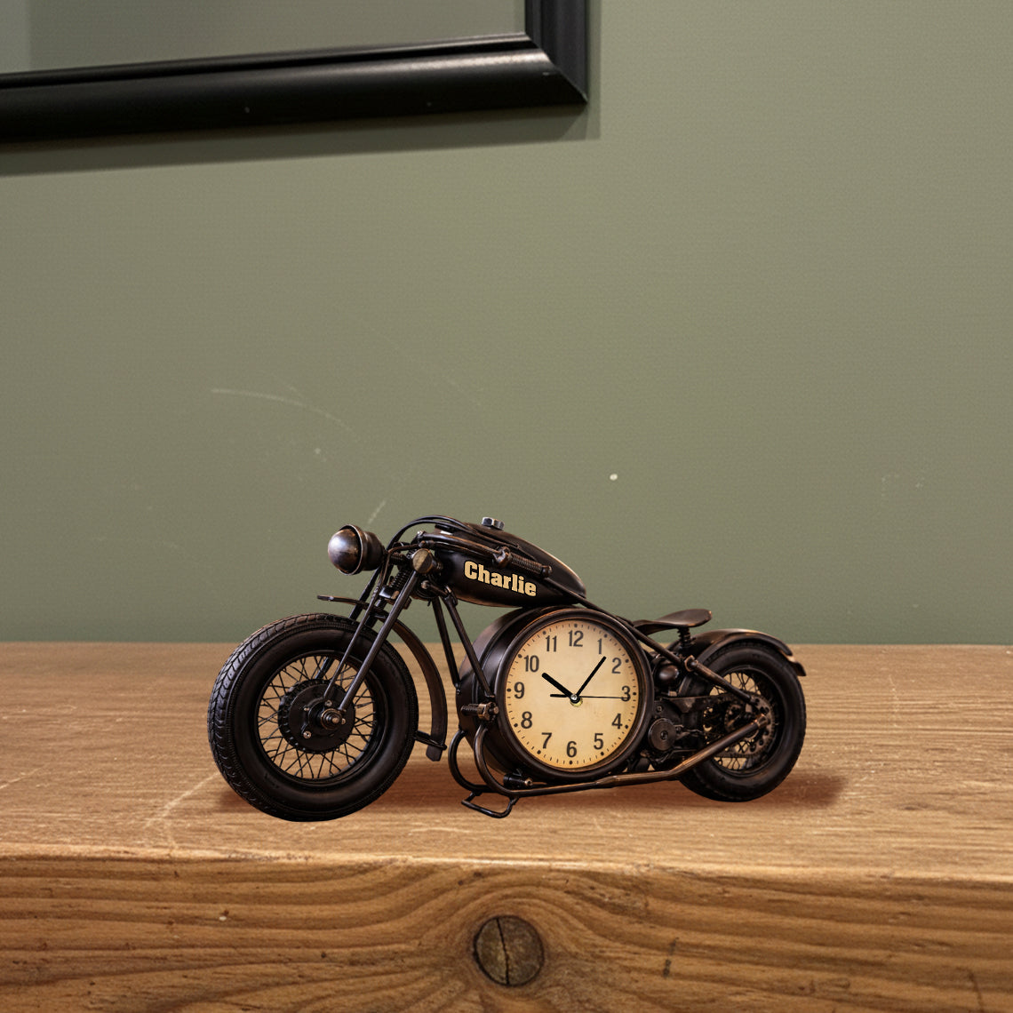 Motorcycle, Biker Gift - Personalized Biker Desk Clock Plaque