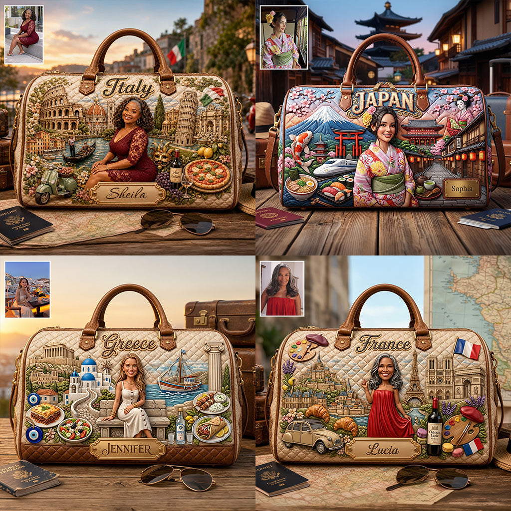 Love Traveling - Personalized Travelling Quilted Duffle Bag