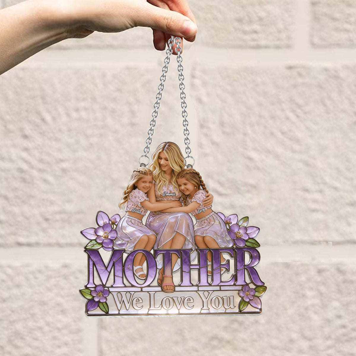 We Love You - Personalized Mother Window Hanging Suncatcher Ornament