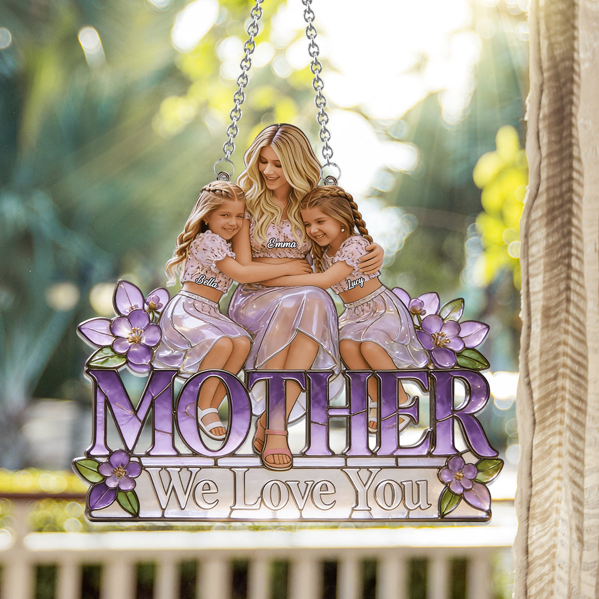 We Love You - Personalized Mother Window Hanging Suncatcher Ornament