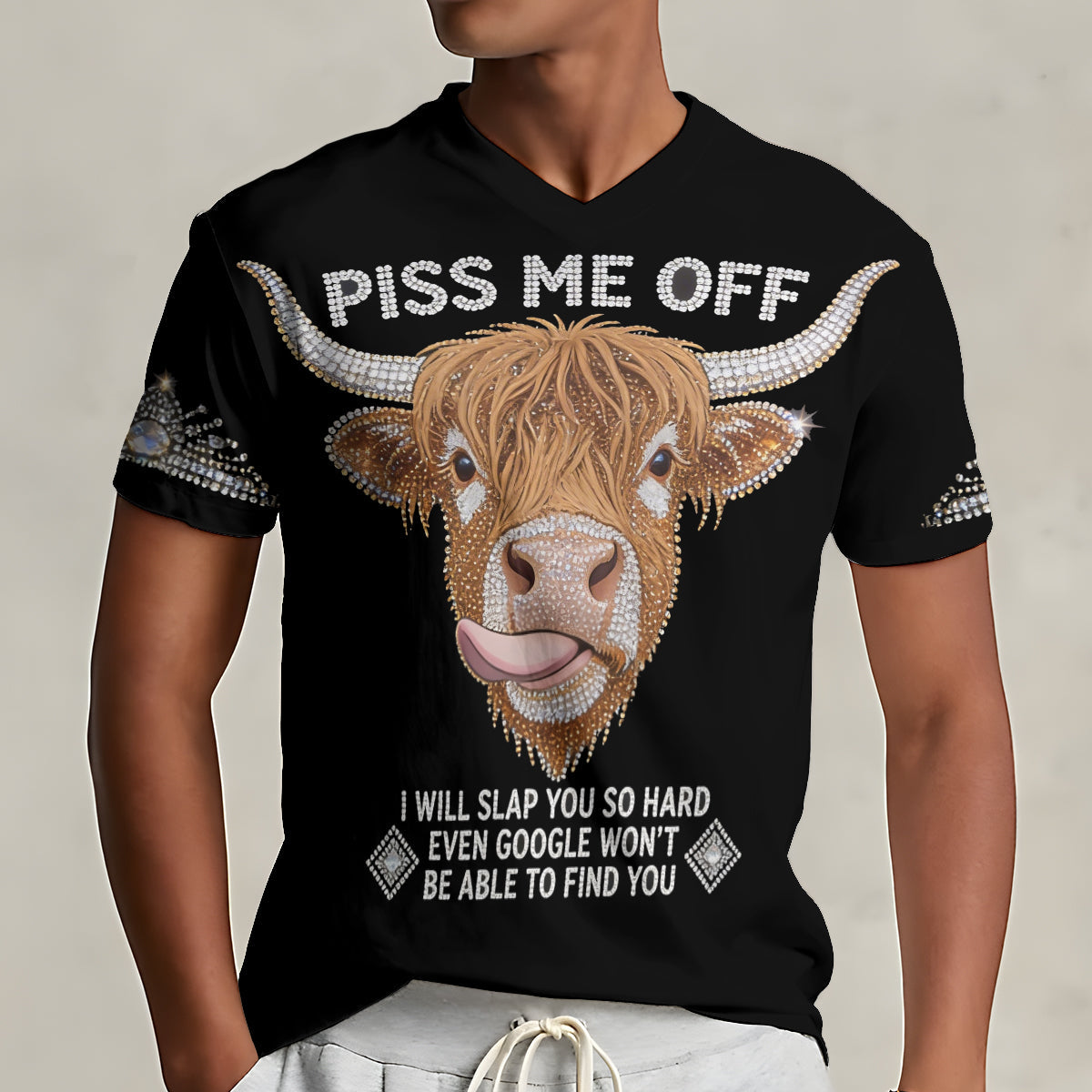 Piss Me Off - Personalized Sarcasm Fully Printed V-Neck T-Shirt
