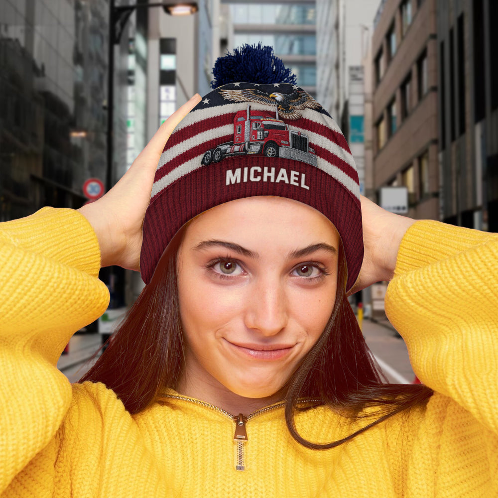 Proud Trucker - Personalized Trucker Beanie Hat