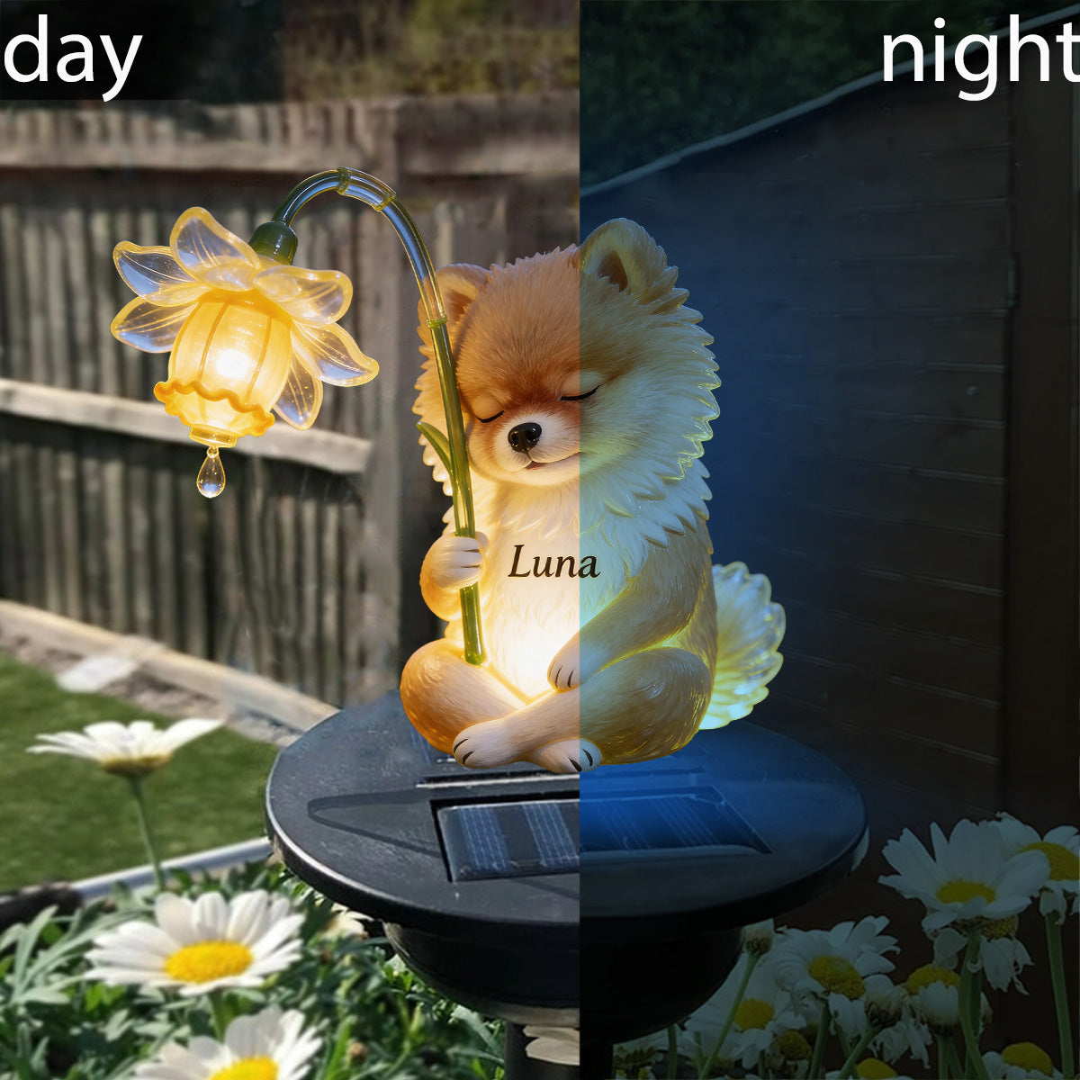 Sleepy Puppy - Personalized Dog Garden Solar Light