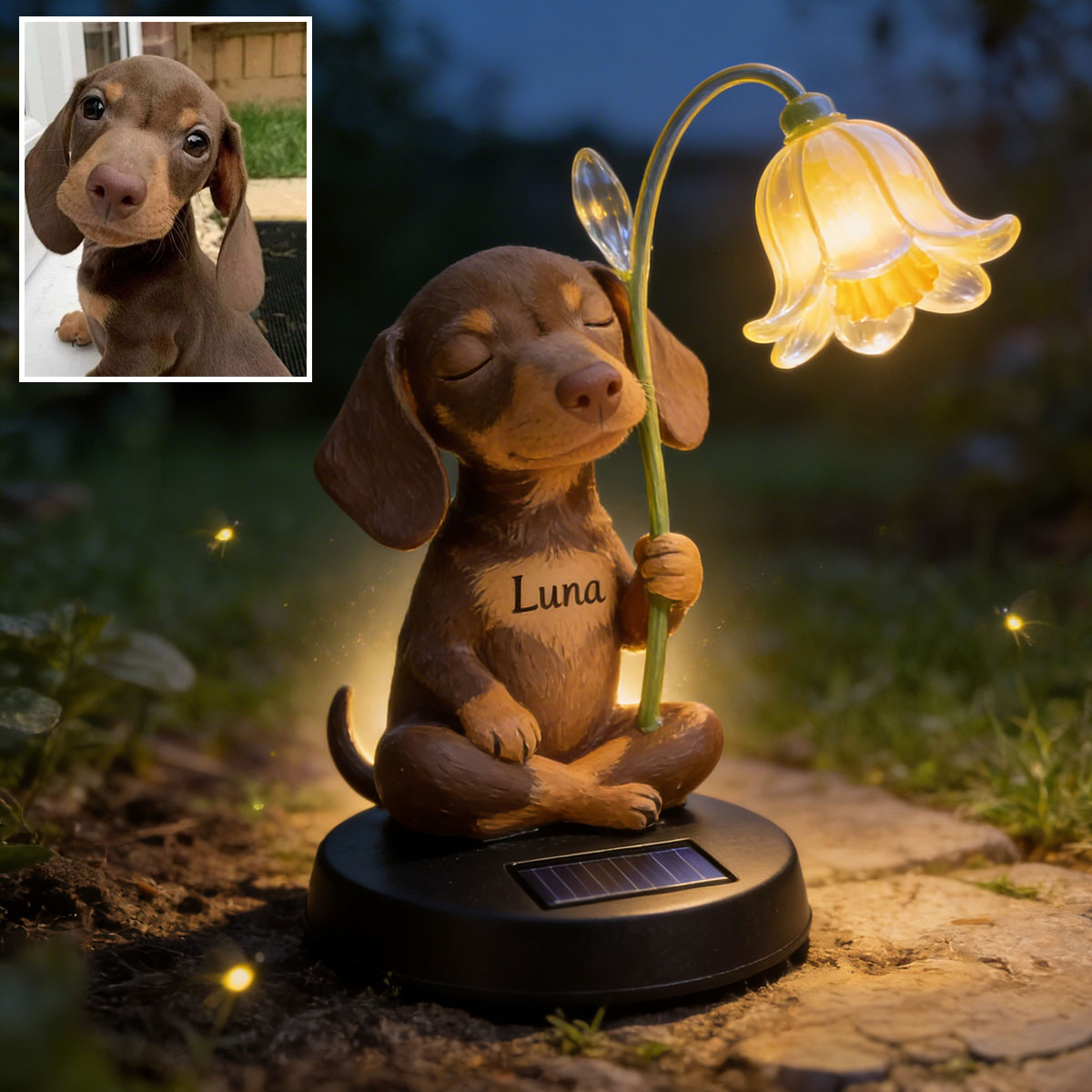 Sleepy Puppy - Personalized Dog Garden Solar Light