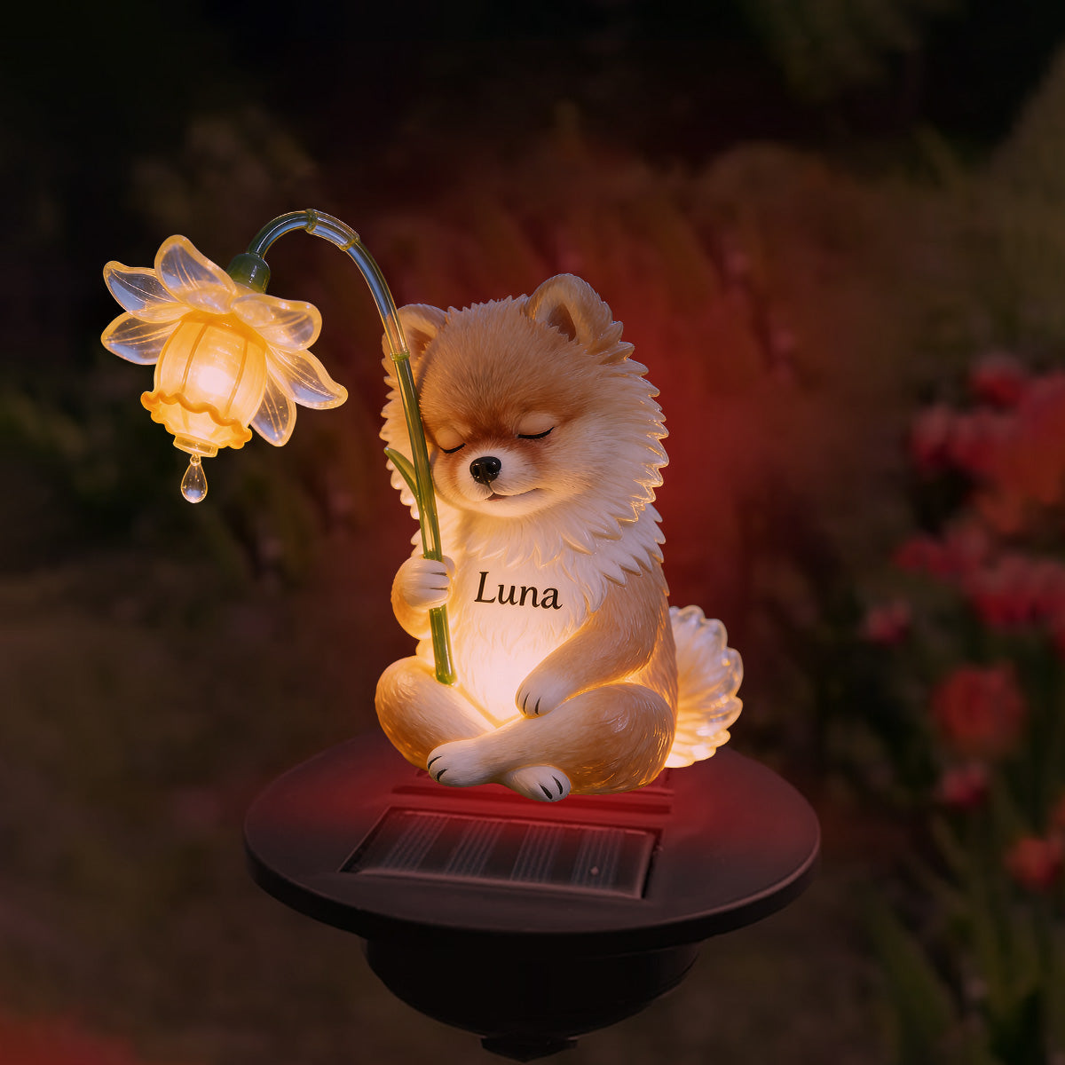 Sleepy Puppy - Personalized Dog Garden Solar Light
