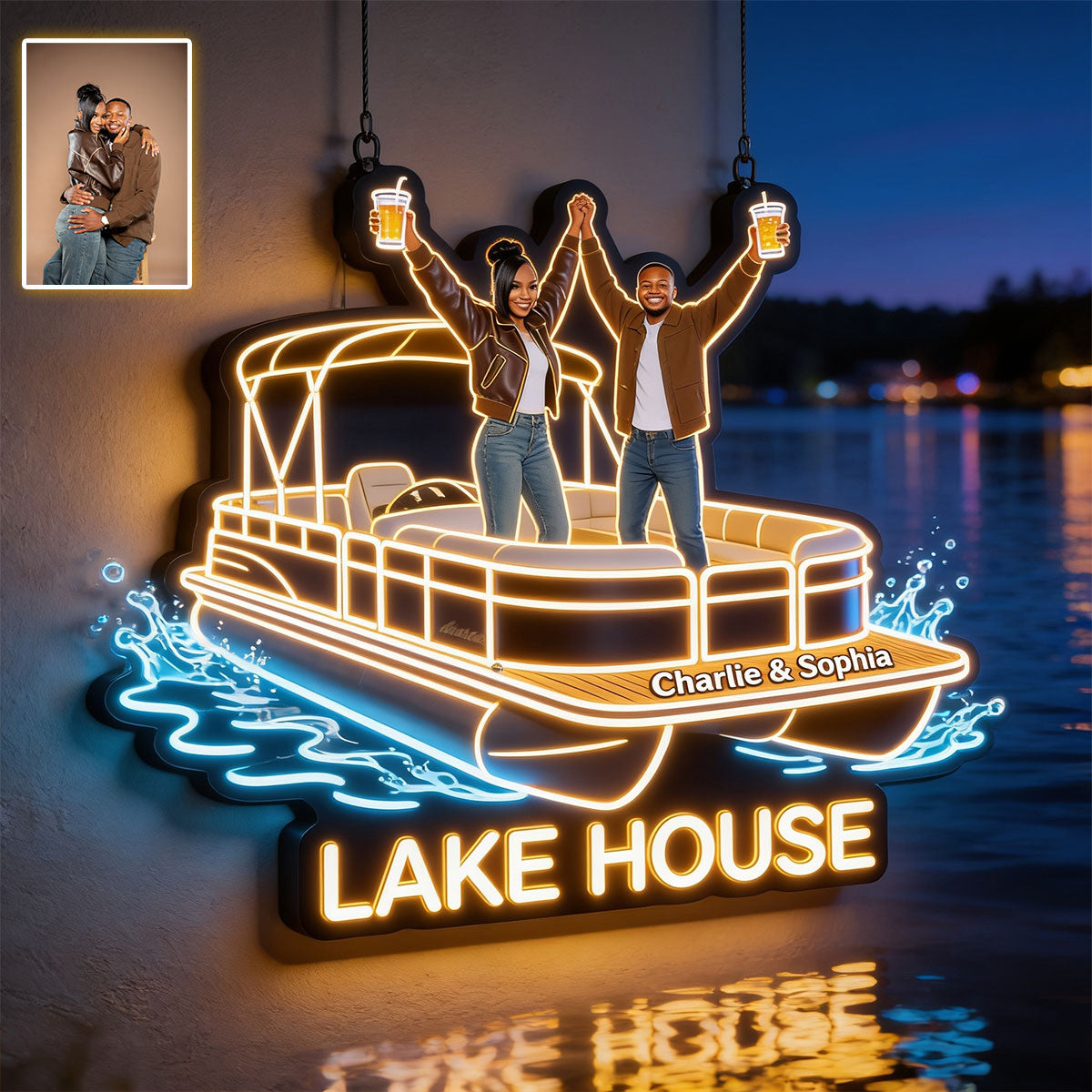 Our Lake House - Personalized Pontoon Neon LED Light Sign