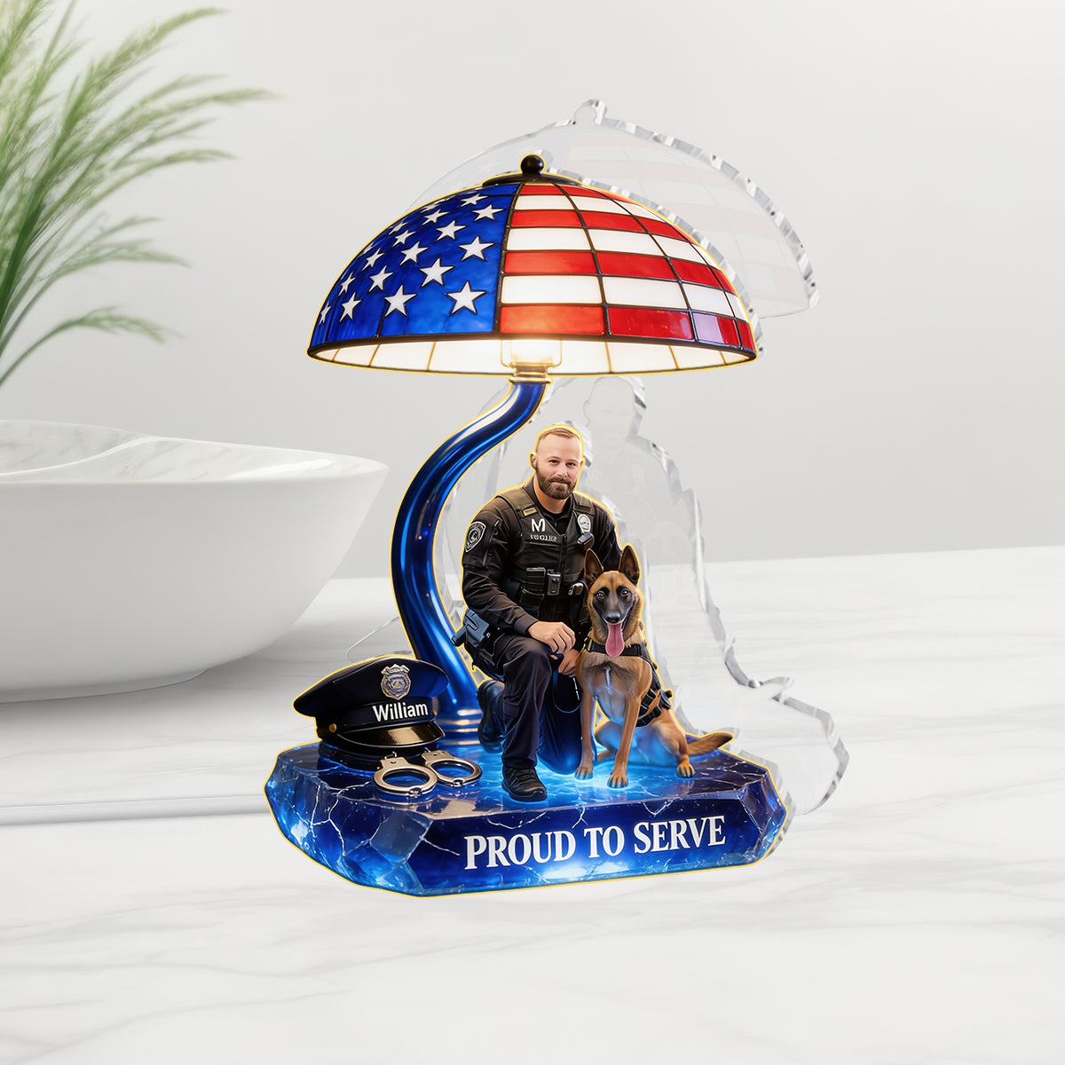 Police Officer - Personalized Police Officer Acrylic LED Night Light