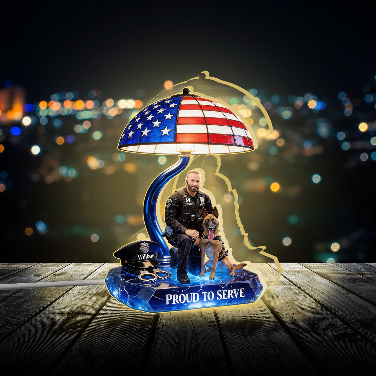 Police Officer - Personalized Police Officer Acrylic LED Night Light