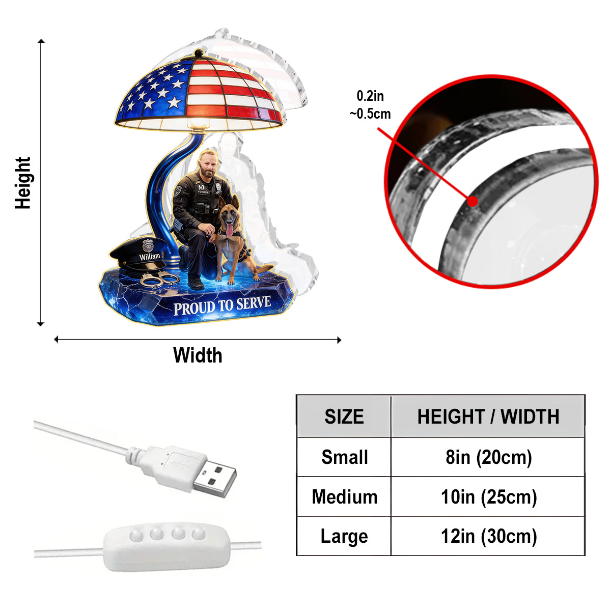 Police Officer - Personalized Police Officer Acrylic LED Night Light